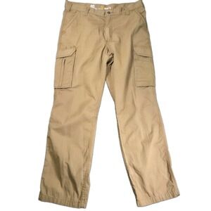 Carhartt Force Mens 36x32 Tan Relaxed Fit Ripstop Cargo Work Pants Actual 37×33